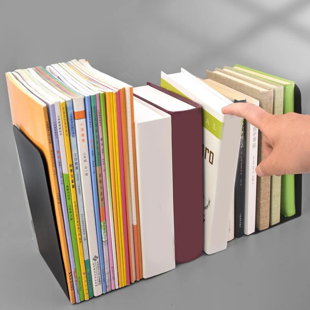 Book Organizer Book Holder Book Stand 2pcs Metal Bookend L-shaped for Book Storage