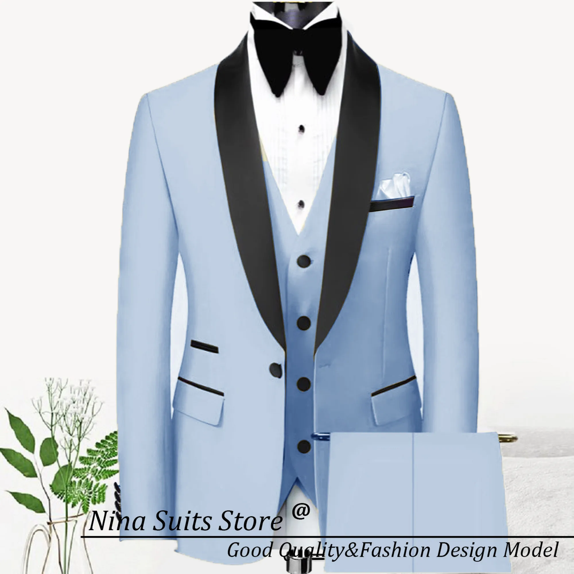 G&N Male Suit New Men's Casual Business Pink Slim Jacket Pants Vest 3 Pieces Sets Elegant Wedding Party Evening Pant Suits