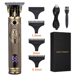 Cordless Electric Hair Trimmer and Shaver for Men - Travel-Friendly Grooming Tool (T9-BG2102H Gold)