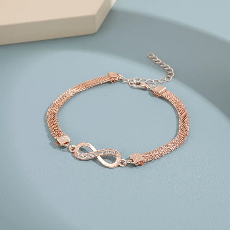 Rhinestone Infinity Bracelet Men's Women's Anklets Jewelry 8 Number Pendant Charm Blange Couple Bracelets for Lover Friend