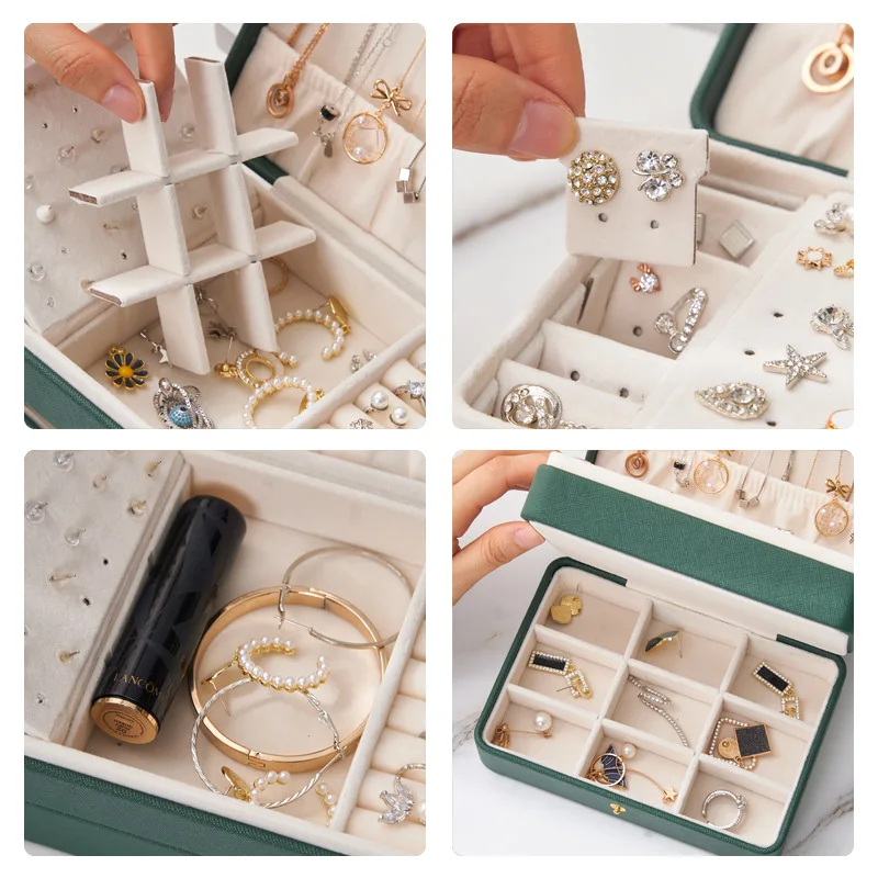 Large Capacity PU Leather Jewelry Box Display Organizer Multi-Function for Earring Necklace Ring Bracelet Gifts Storage Box