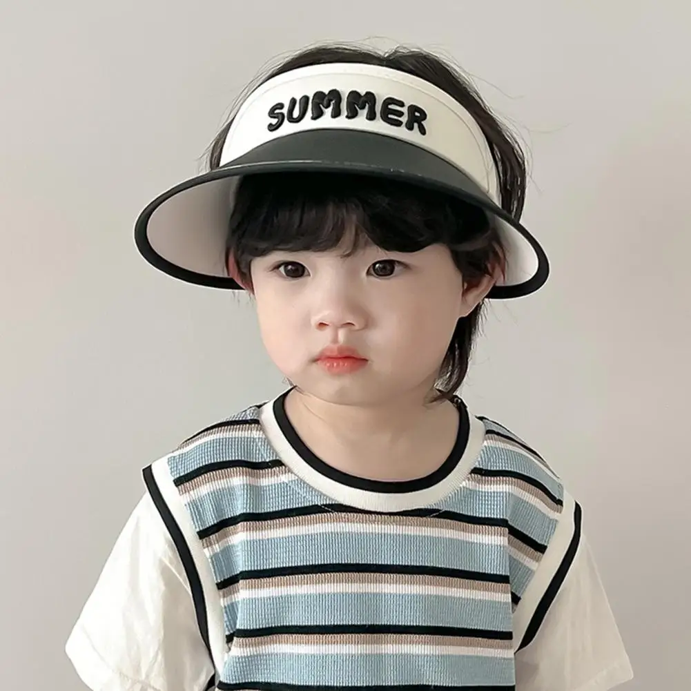 Summer Children Sun Hat with Mini Cooling Fan Empty Top Wide Brim Visor Hat Hiking Travel Sunscreen Hat Girls Boys Outdoor Hat