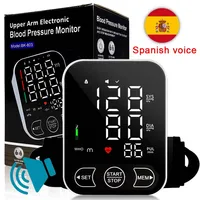 Spanish Voice Portable Tonometer Digital LCD Tensiometers Blood Pressure Monitor Heart Rate Meter Large Cuff Sphygmomanometer 1