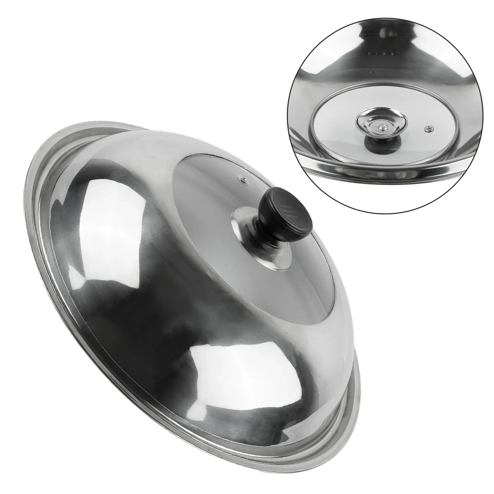 Stainless Steel Pot Lid Heightening Thickening Wok Steamer Electric Pot Lid Visible Cover Cookware 28cm 30cm 32cm 34cm 36cm 38cm