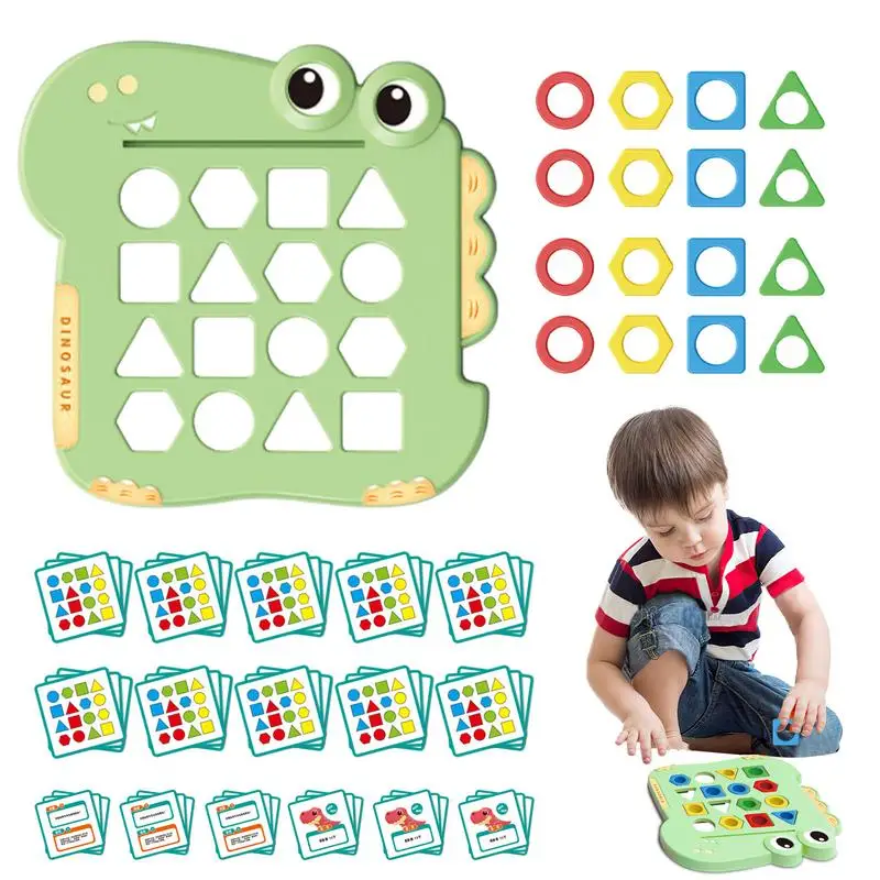 

Shape Matching Game Color Sensory Educational Toy Geometric Shape Matching Board Dinosaur Checkerboard Montessori Learning Toy