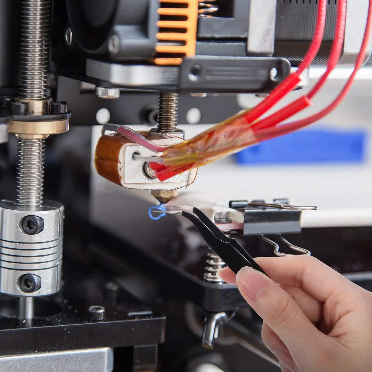 Ender 3 3S Pro V2 CR10 Anet A8 A8 + 3D 프린터 부품 21pcs in 1 용 10pcs 청소 바늘이있는 10PCS 0.4mm 황동 노즐 압출기