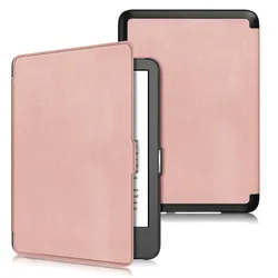 Elegant Smart Magnetic Leather Cover - Artistic Design - Kindle 2024 11th Gen (Rose gold)
