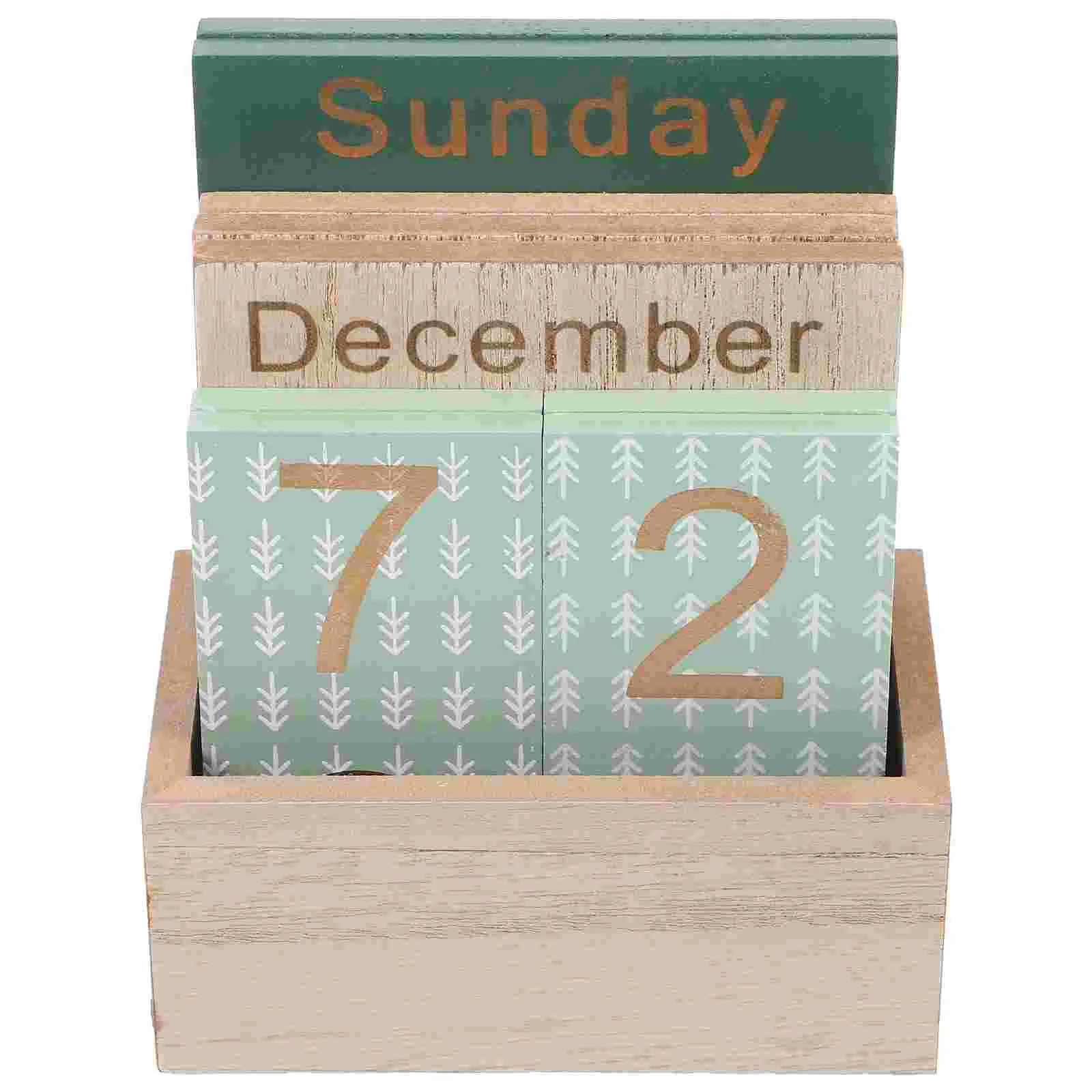 Wooden Block Calendar Mini Desktop Removable Calendar Perpetual Desk Calendars Decorations Office Supplies