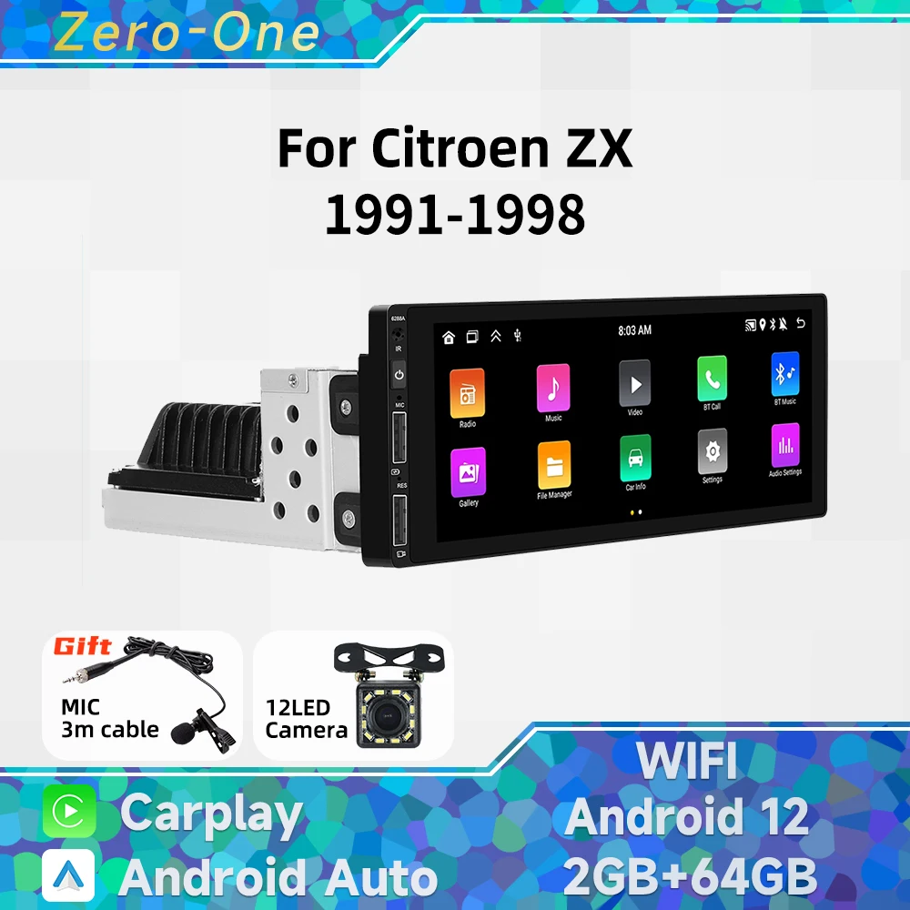 

1Din Radio Android Car Multimedia for Citroen ZX 1991-1998 6.9" Screen Stereo Head Unit Carplay Autoradio GPS Navigation BT WIFI