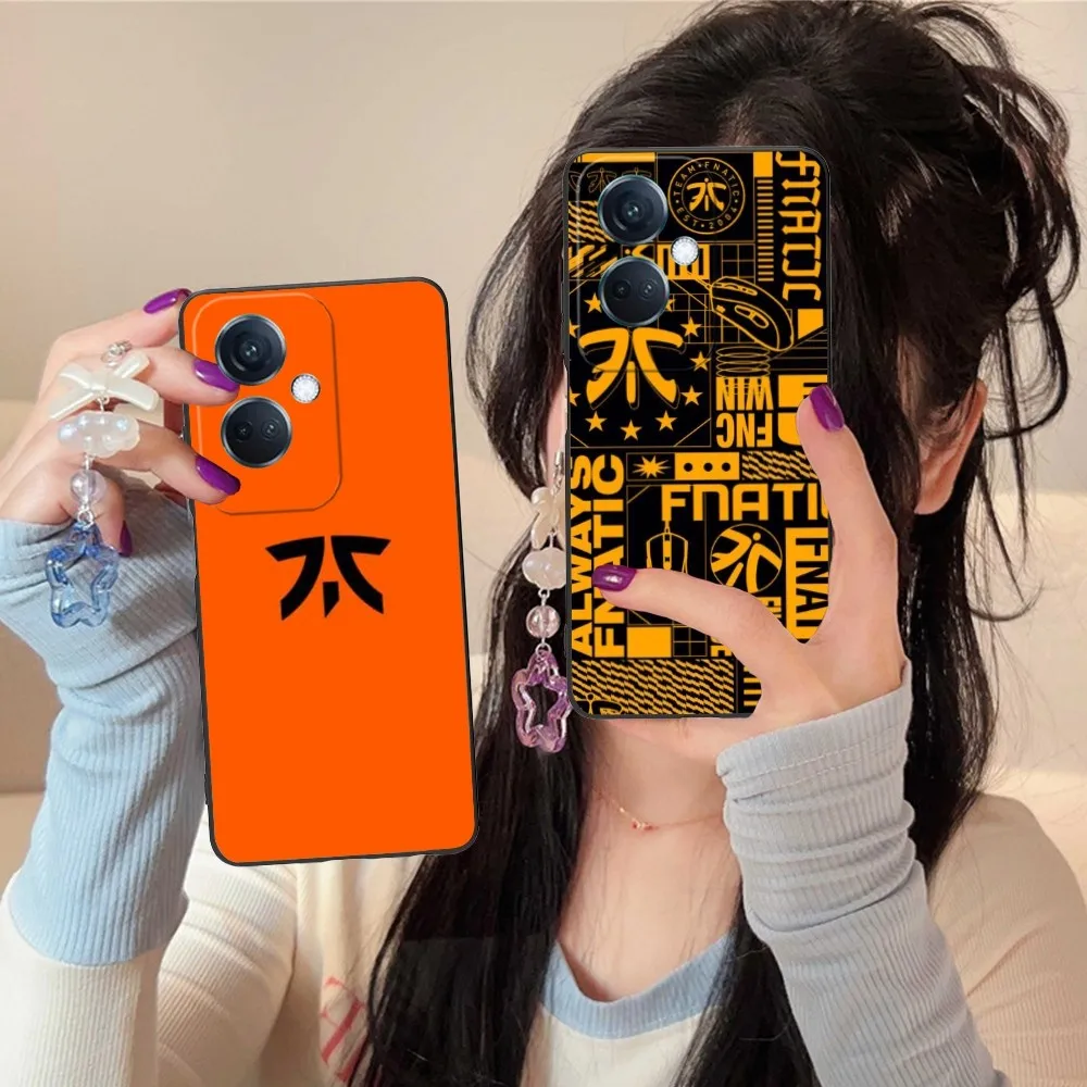 Fnatic Esports Mobile Cell Phone Case For Oppo Find X5 X3 X2 A93 Reno 8 7 Pro A74 A72 A53 Black Soft Phone Cover Funda