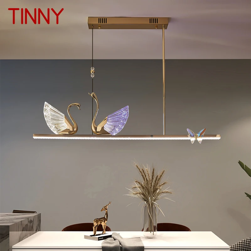 

TINNY Nordic Two Swan Chandelier Lamp Fixtures Modern Creative LED Pendant Lights for Home Living Dining Room Decor