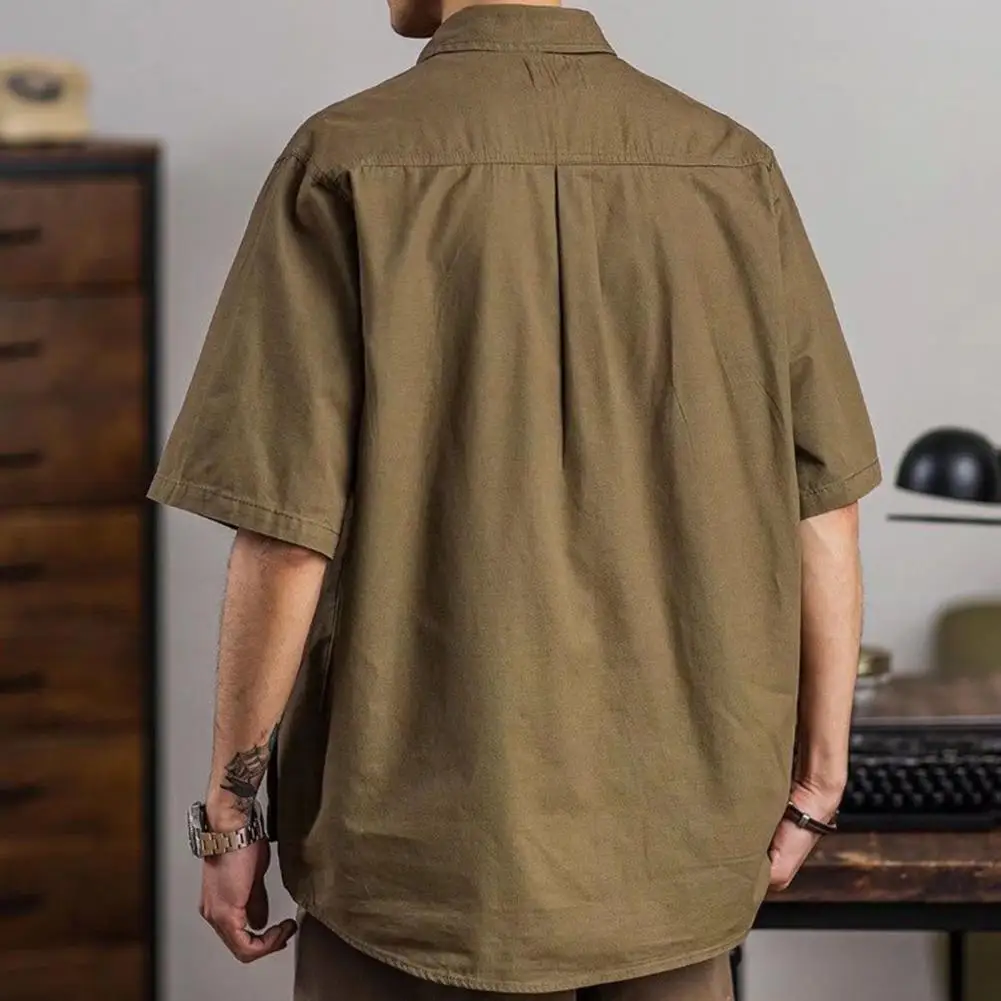 

Men Summer Shirt Solid Color Streetwear Keep Trendy Pure Color Spring Top Men Summer Top for School