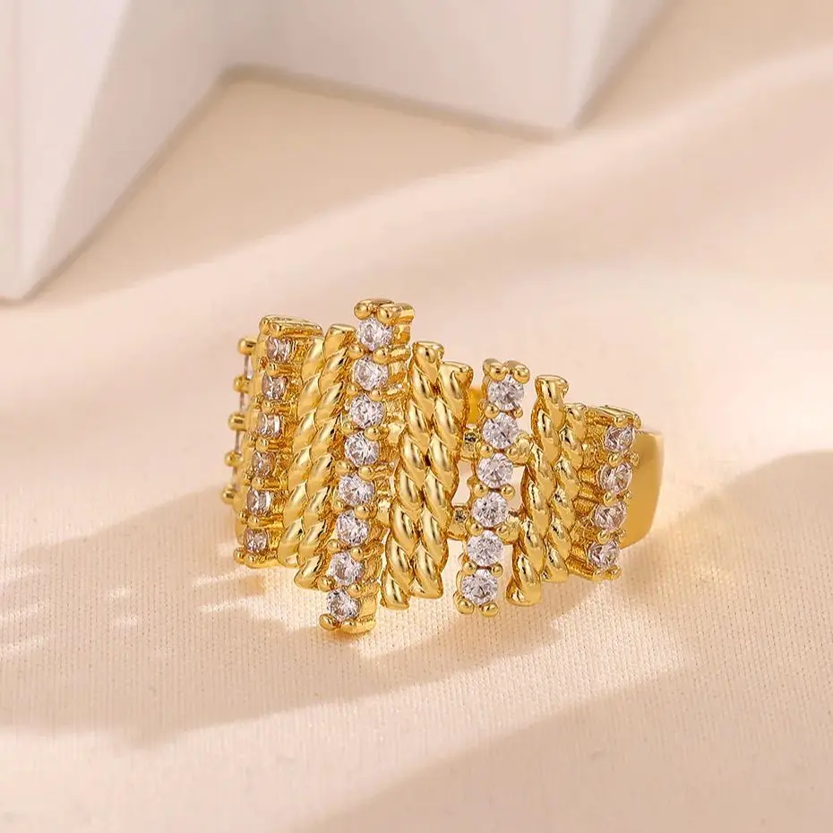 Zircon Geometric Woven Rings for Women