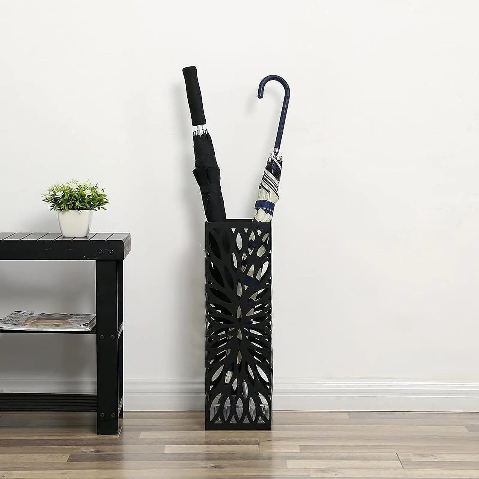 Umbrella Stand Hollow Convenient Square Organizer for Doorway Canes Hallway