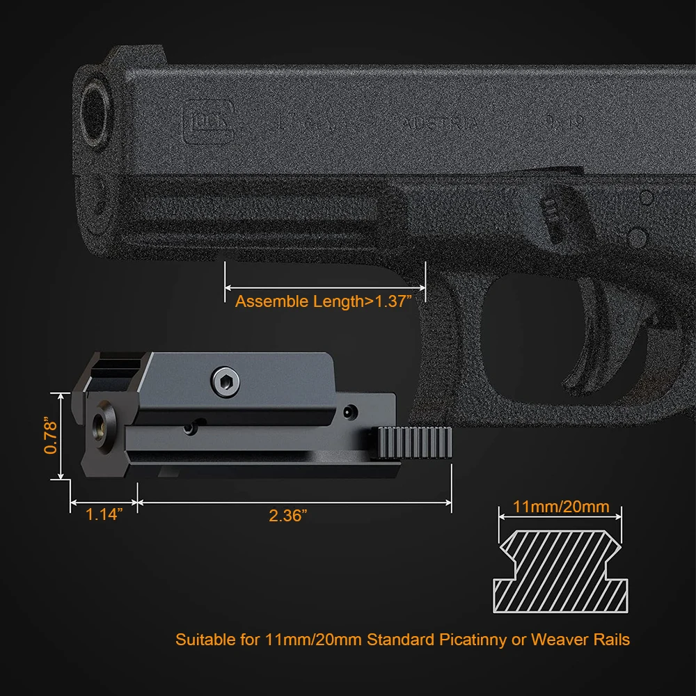 Powerful Red Green Laser Sight USB Rechargeable 20mm Rail Faster Targeting