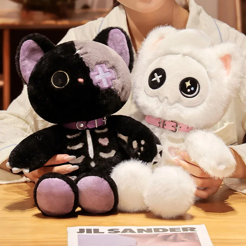Kawaii Black Skeleton Cat Plush Toy Creative Stuffed Animal