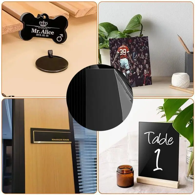 1-5pcs black abs plastic plate model sheet DIY model material parts thickness 0.5mm-5mm