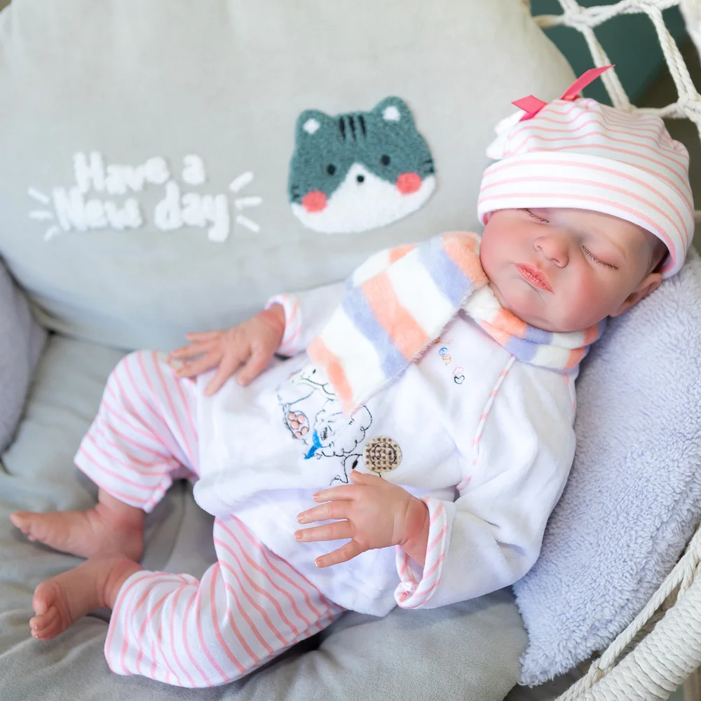 Rifinito Bebe Reborn Doll 50Cm Neonato Addormentato Popolare Laura Realistico Morbido Coccole 3D Pelle Visibile Vene Bebe Giocattoli Per Bambole