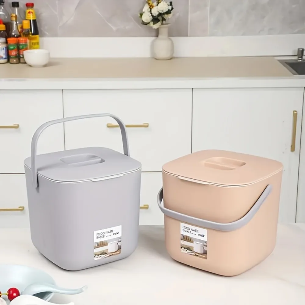 Odor Proof PP Trash Can with Removable Inner Bucket Uses for Food Waste Compost Kitchen Home Car All Season