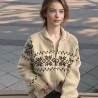 2025 New Autumn Winter Women Fashion Long Sleeve Sweater Korean Style Elegant Knitwear Casual Knitted Top Lapel Zipper Jacket