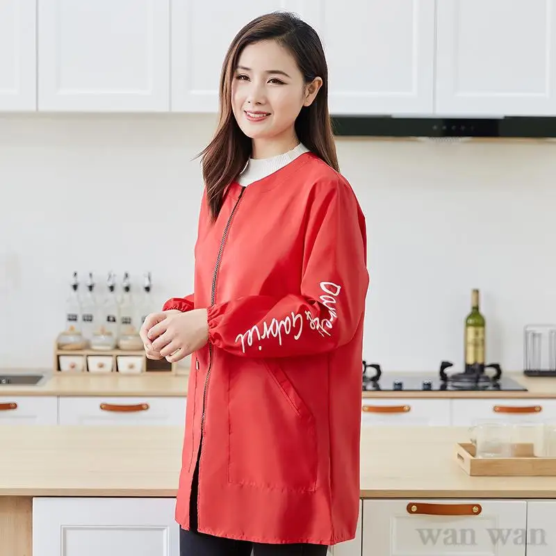 New Waterproof Work Clothes Pet Shop Uniforms Beauty Salon Long Sleeve Apron Barber Shop Anti Hair Smock Cooking Oil Proof Gown 4