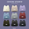 Korean Version New Cute Cat Ear Letter Patch Knitted Hat Women's Autumn and Winter Thickened Warm Versatile Simple Beanie Cap 1
