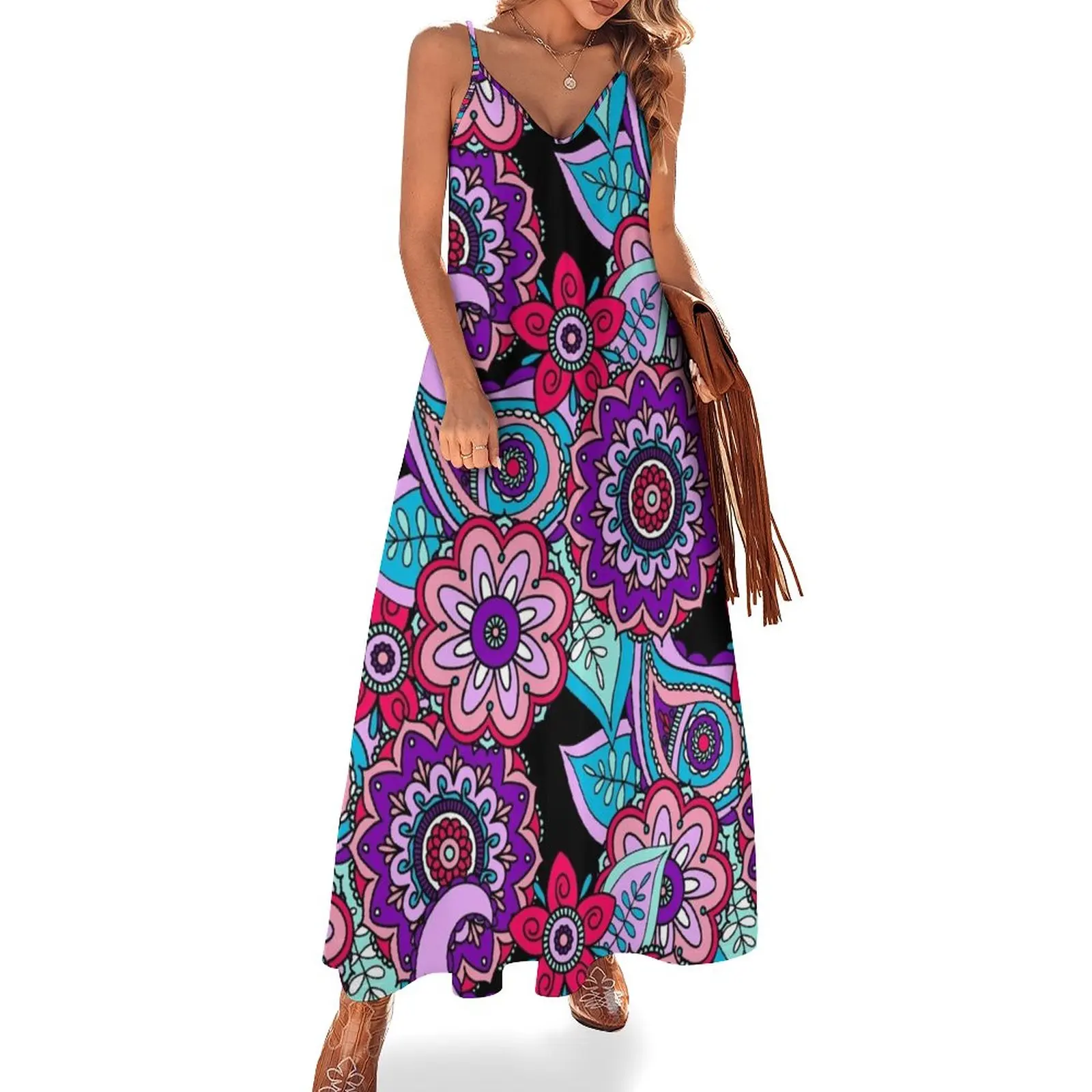 

Floral Paisley Sleeveless Dress fairy dress Summer dresses for women