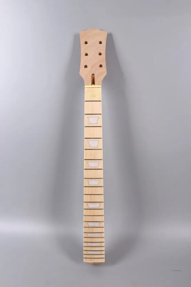 

Electric Guitar Neck 22 Fret 24.75 Inch Maple Fretboard with Binding Set in Heel Pearl Trapezoid Inlay Unfinished DIY Project