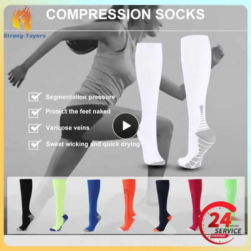 

1PCS New Sports Compression Socks Multicolor Gradient Stockings Men Women Performance Woman Cycling Hockey Yoga Knee High