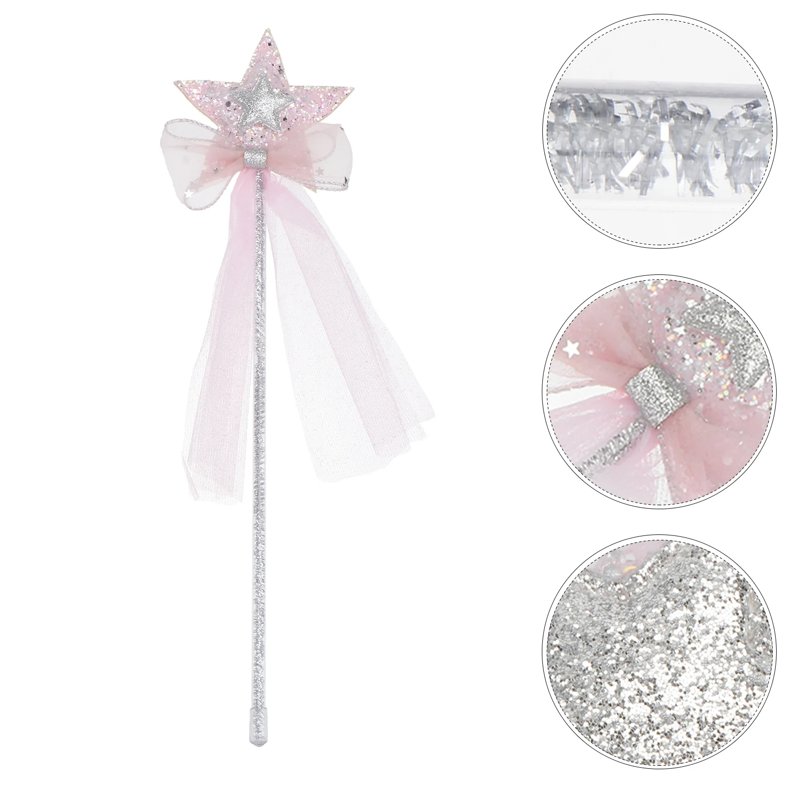 

1pc Five-pointed star Styled Wand Gauze Fairy Stick Girl's Wand Toy (Pink)