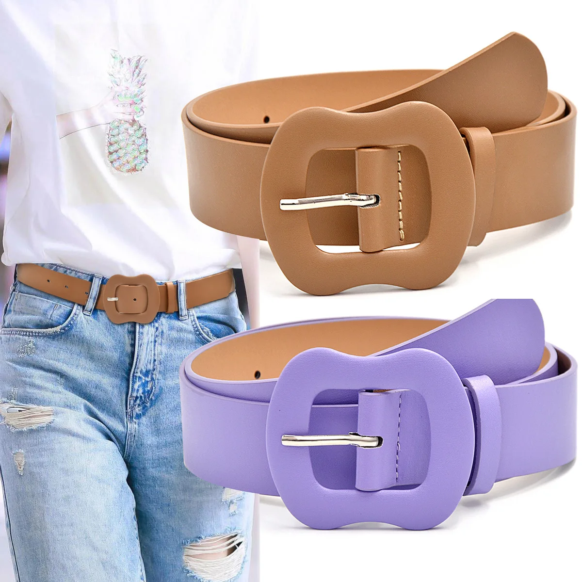 

women fashion soft leather belt brand designer calabash buckle waist belts ladies jeans skirt cummerbund solid strapon elegant