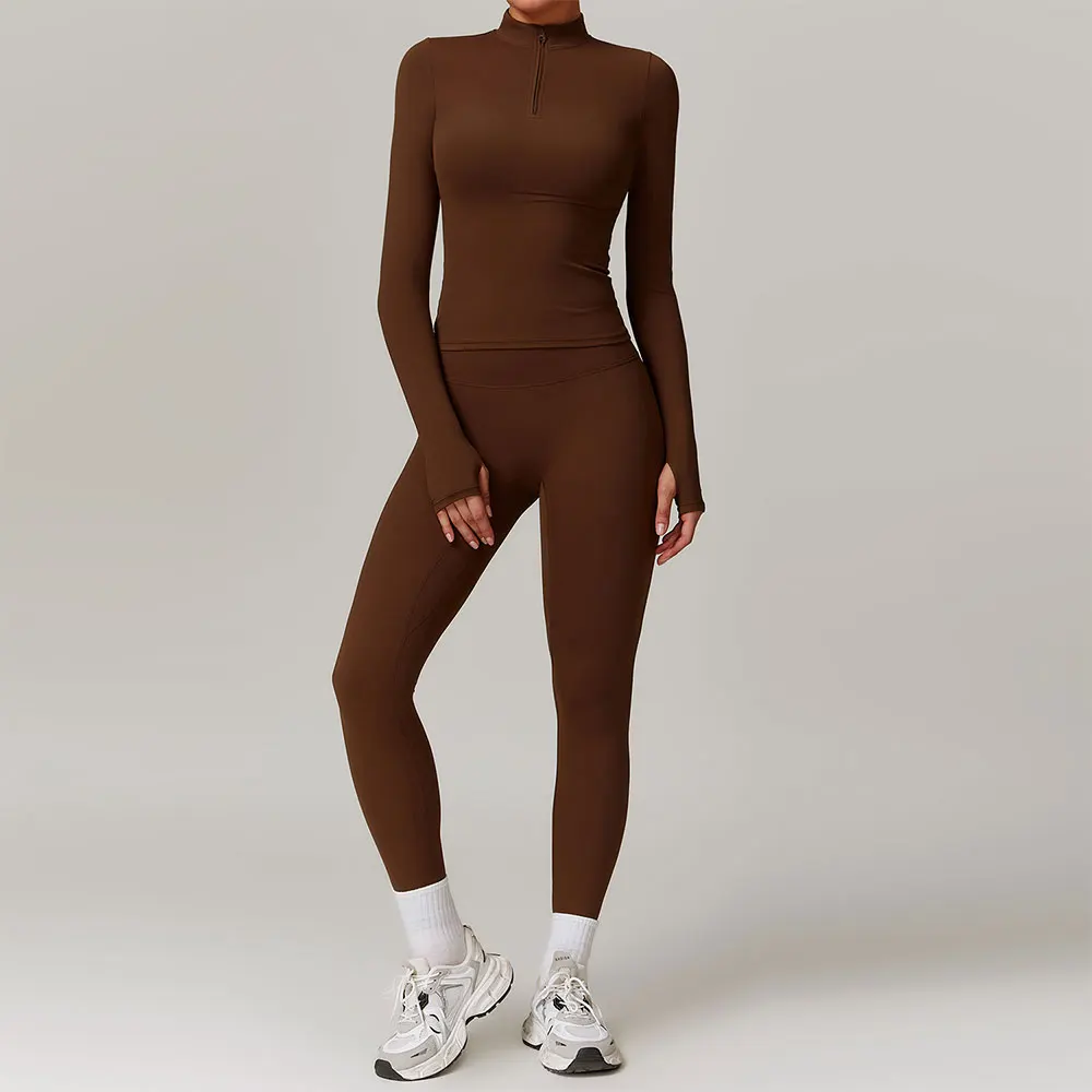 Sports Yoga Suit Running Fitness Nylon Quick Drying Long Sleeved Trousers Set Women