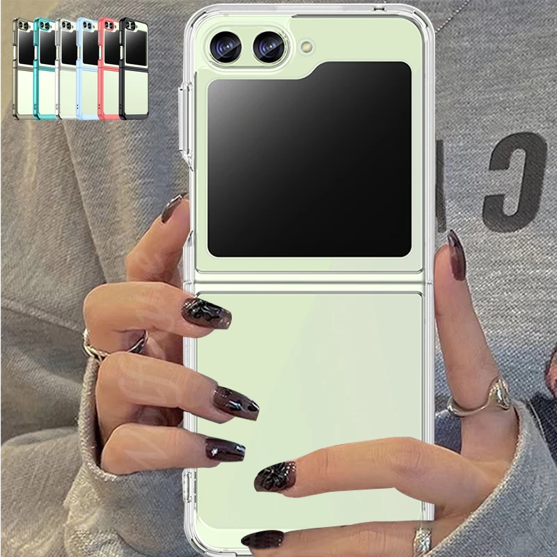 Per Samsung Z Flip 5 Custodia Cover Samsung Z Flip 5 Flip5 3 4 5G Capas Back Colore Trasparente Clear Fundas Samsung Galaxy Z Flip 5