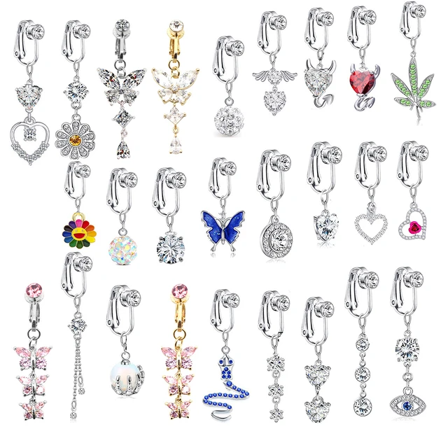 Faux Fake Belly Rings New Hoop Anti-allergy Fake Piercing Navel Ring Clip  on Umbilical Cartilage Belly Button Ring Body Jewelry - AliExpress