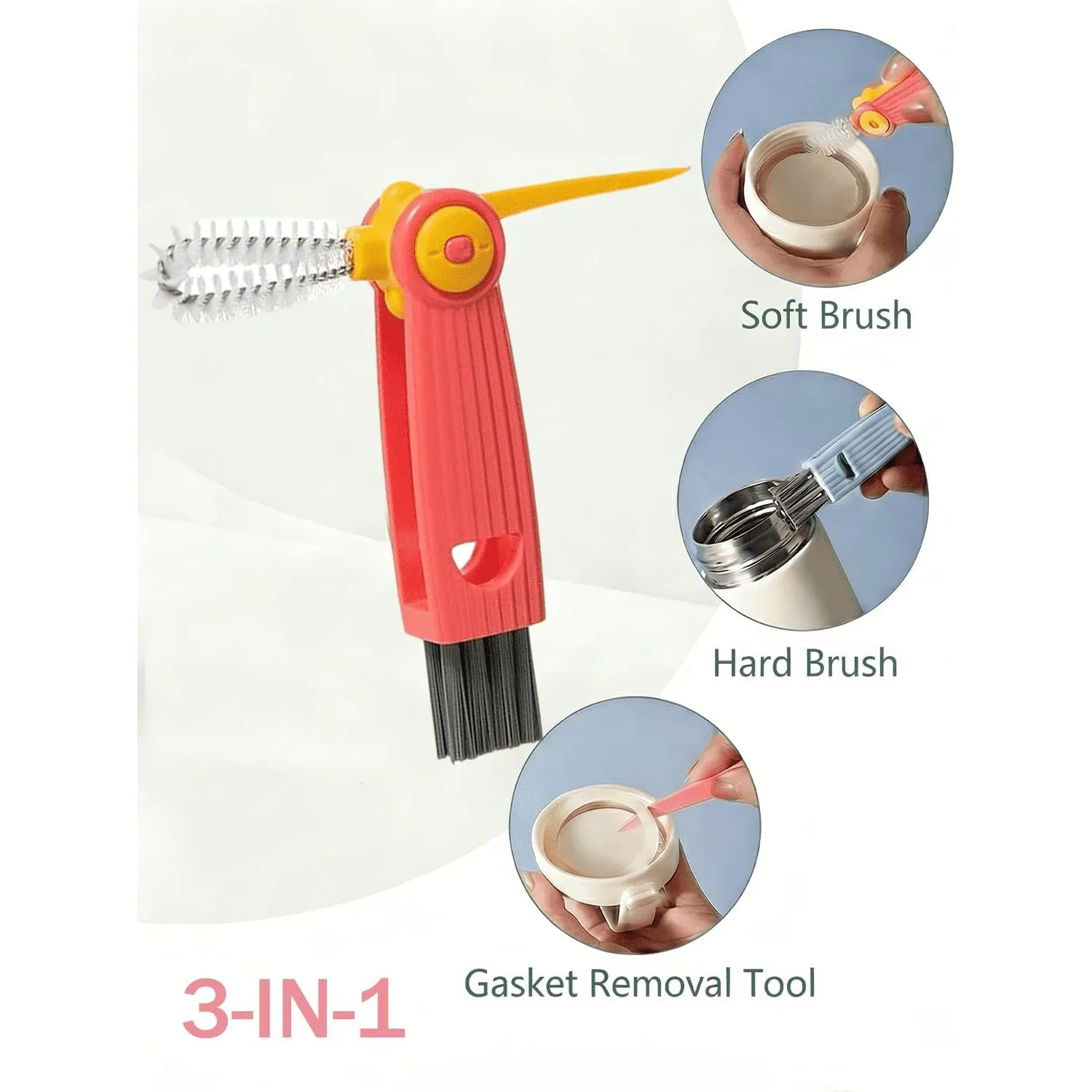 4-in-1 Versatile Bottle Cleaning Brush Set – Includes Nylon Brush, Cap Brush, and Dual Straw Brushes