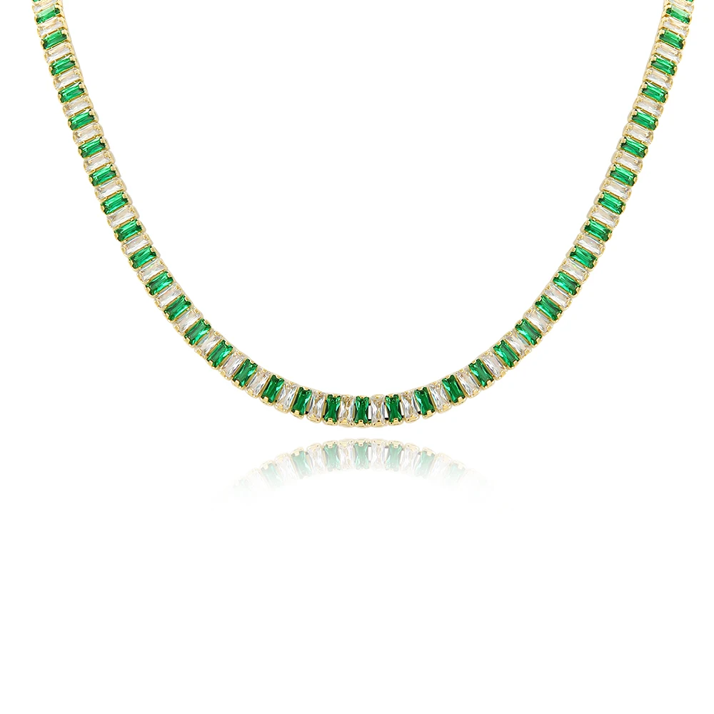 Mix Stil Bunte CZ Tennis Kette Halskette Regenbogen Kubikzircon Gold Halsband Kristall Halskette Für Frauen Collares Para Mujer – Detail 11