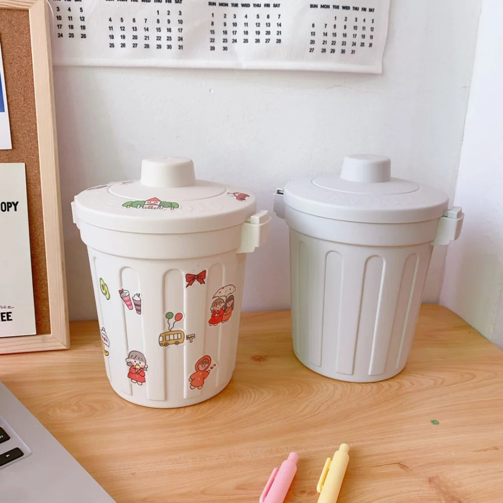 Solid Color Desktop Small Trash Bin Waste Bin Bedroom Home Trash Can