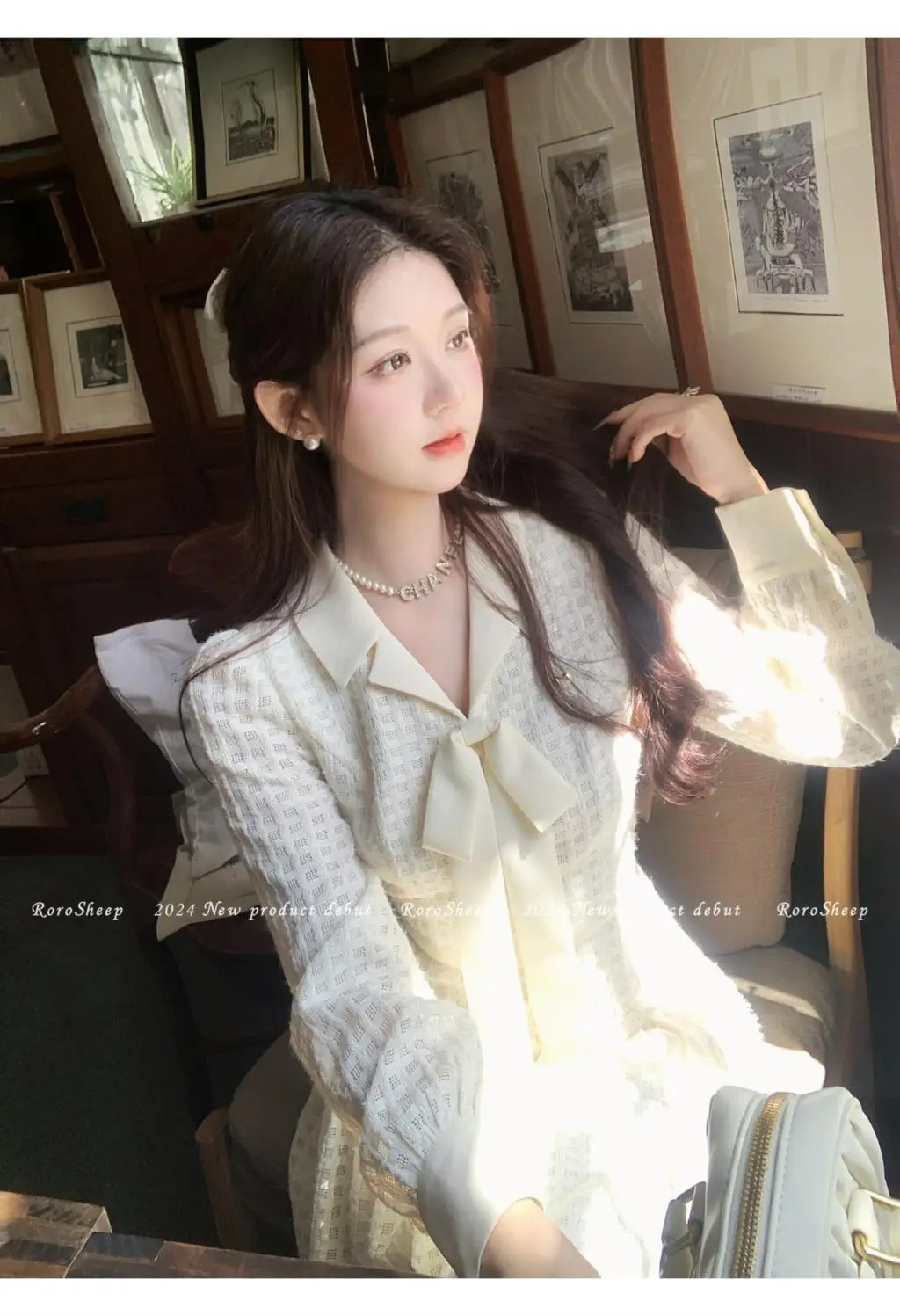 Elegant Vintage Lapel Midi Dresses for Women Bow Long Sleeve Birthday Party Dress A-line Autumn New Korean Fashion Vestido Mujer