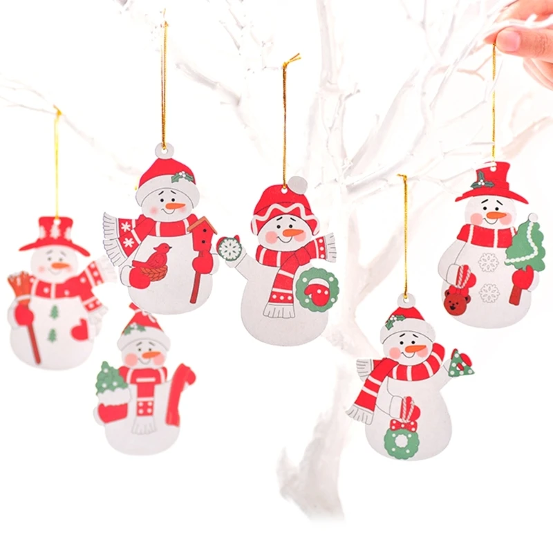 

6 шт. Рождественский снеговик кулон лесистые двери, окна, подвесные украшения для елочных украшений, вечерние украшения