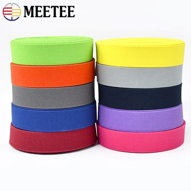 

4M Meetee 20/25/30/40/50mm Elastic Band Polyester Pants Waistband Stretch Rubber Underwear Strap Tapes Sewing Garment Accessory