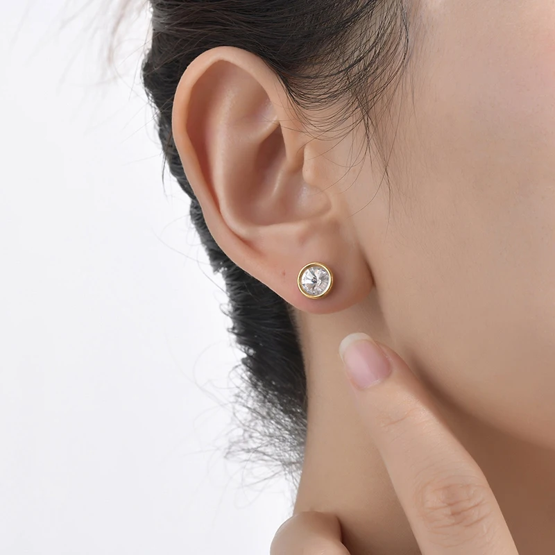 Cute Sparkly Round Heart Zirconia Non Pierced Earrings Female Graceful Elegance Clip on Earrings Women's Jewelry Trendy ear clip earrings clip earrings ear clip ear accessories