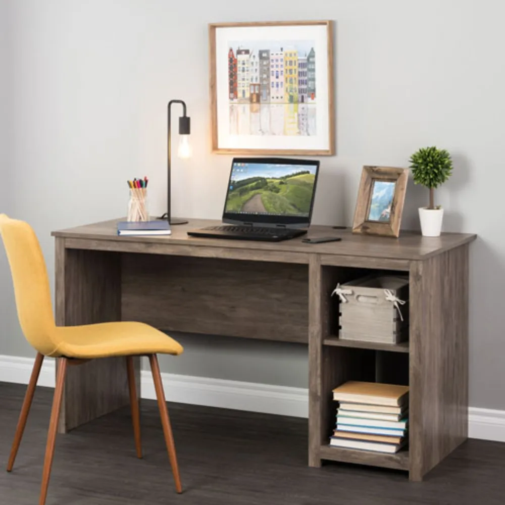 Home Office Computer Desk with 2 Shelves - Drifted Grey