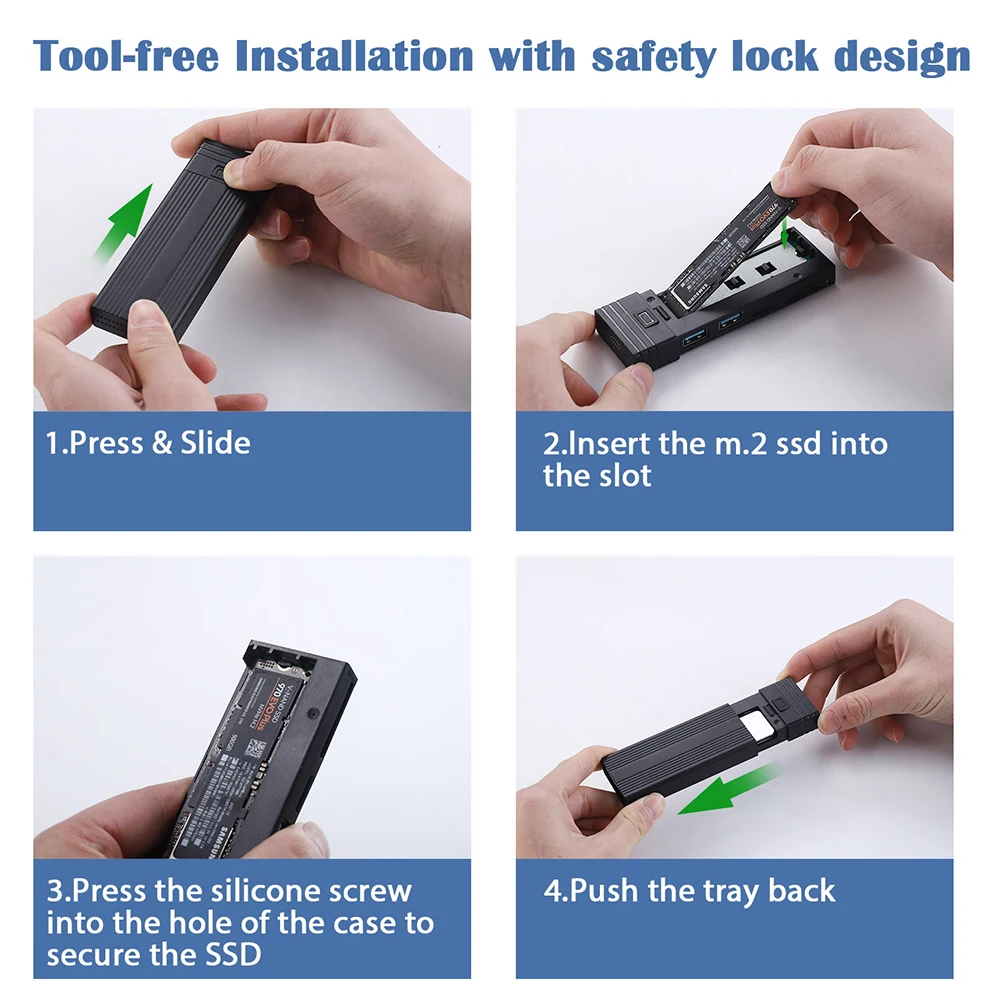 ƺ   SD TF ī , USB C , M.2 NVMe/SATA SSD Ŭ, 10Gbps M.2 to USB 3.2 Gen 2 SSD , 6 in 1