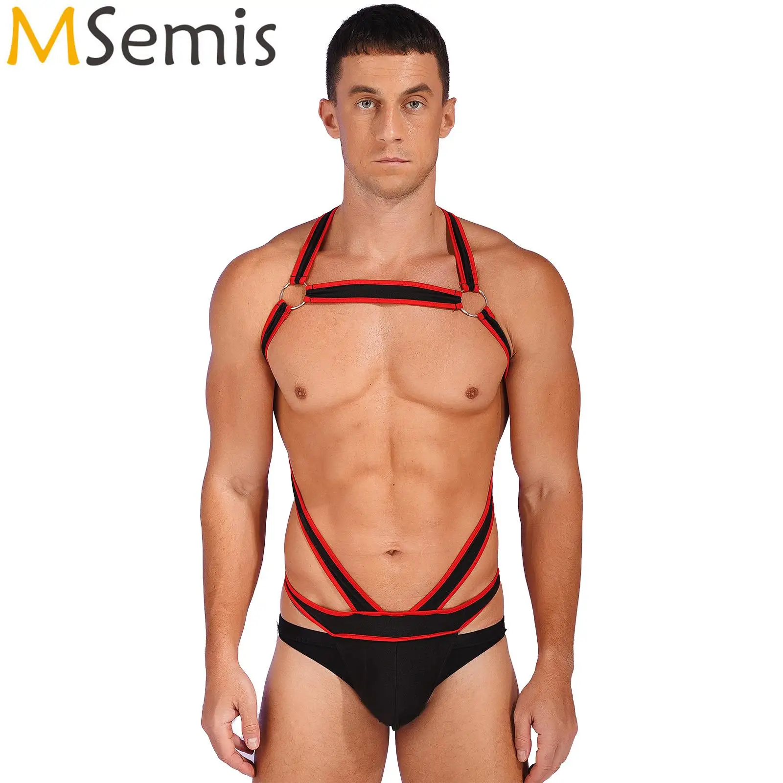 Costumi Da Bagno Mens Trim Tuta Intera Body Pettorina Wrestling Singlet Costume Tuta O Ring Bulge Pouch Sospensorio Body