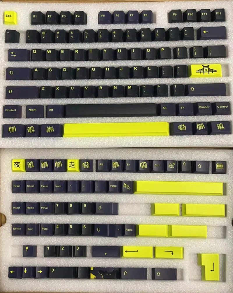 Keycaps Gmk Night Runner Pbt Dye Sublimation Perfil Cereja Keycap com Barra de Espaço Iso Enter 3u 7u 1.75u 2u Shift Conjunto - Imagem 4