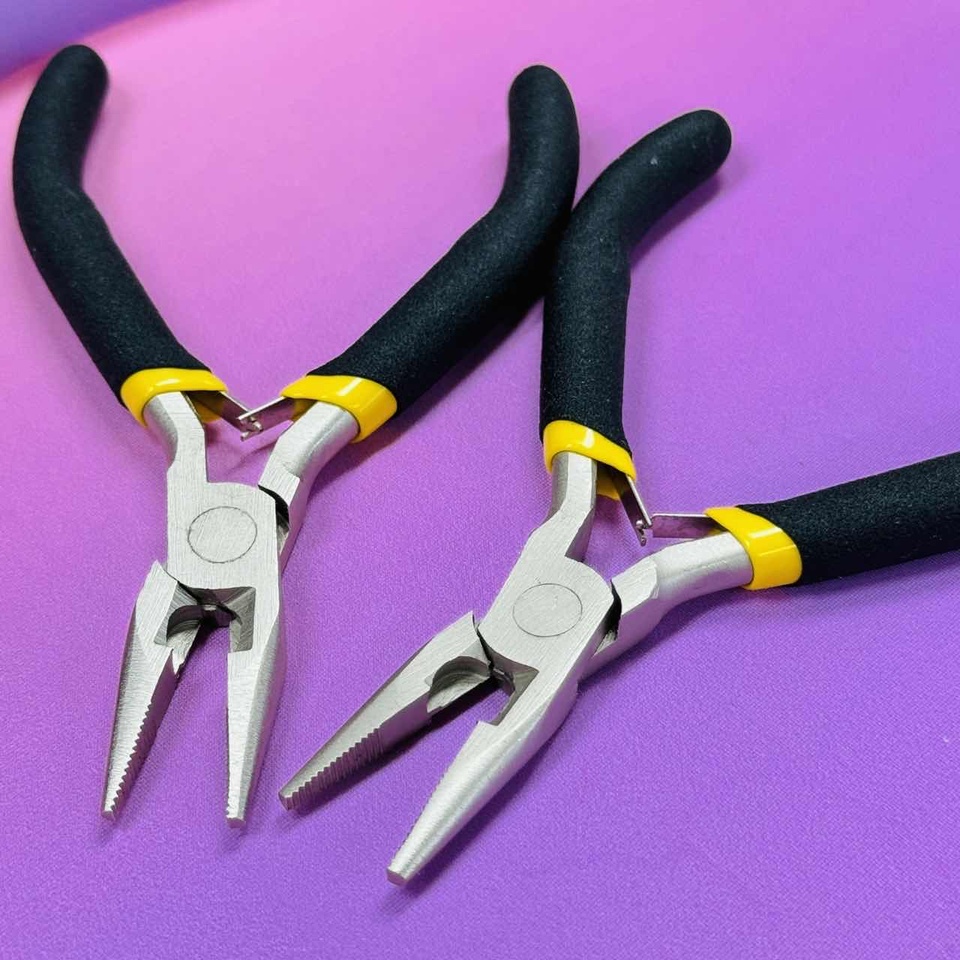 1Pcs Portable Durable Carbon Steel Forging Jewellery Pliers Light Weight Mini Pliers Hand Tools Round Flat Long Nose Pliers