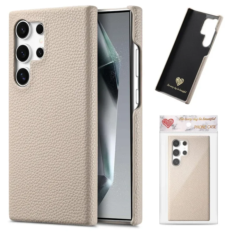 Litchi Pattern Leather Oil Edge Hard Shell Case