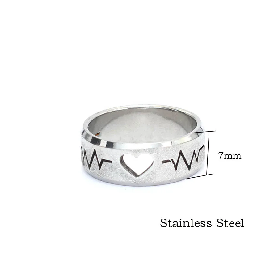 Stainless Steel Couple Ring Heart Shaped Valentine Gift