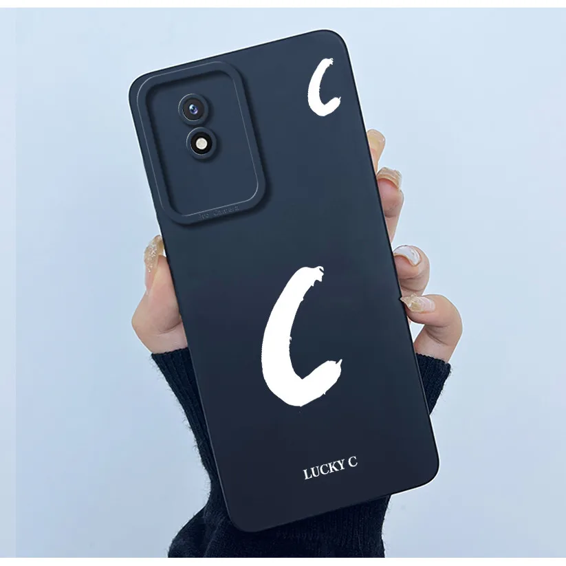 Lucky Initial Letter Silicone Soft Phone Case - Stylish Protective Bumper Cover