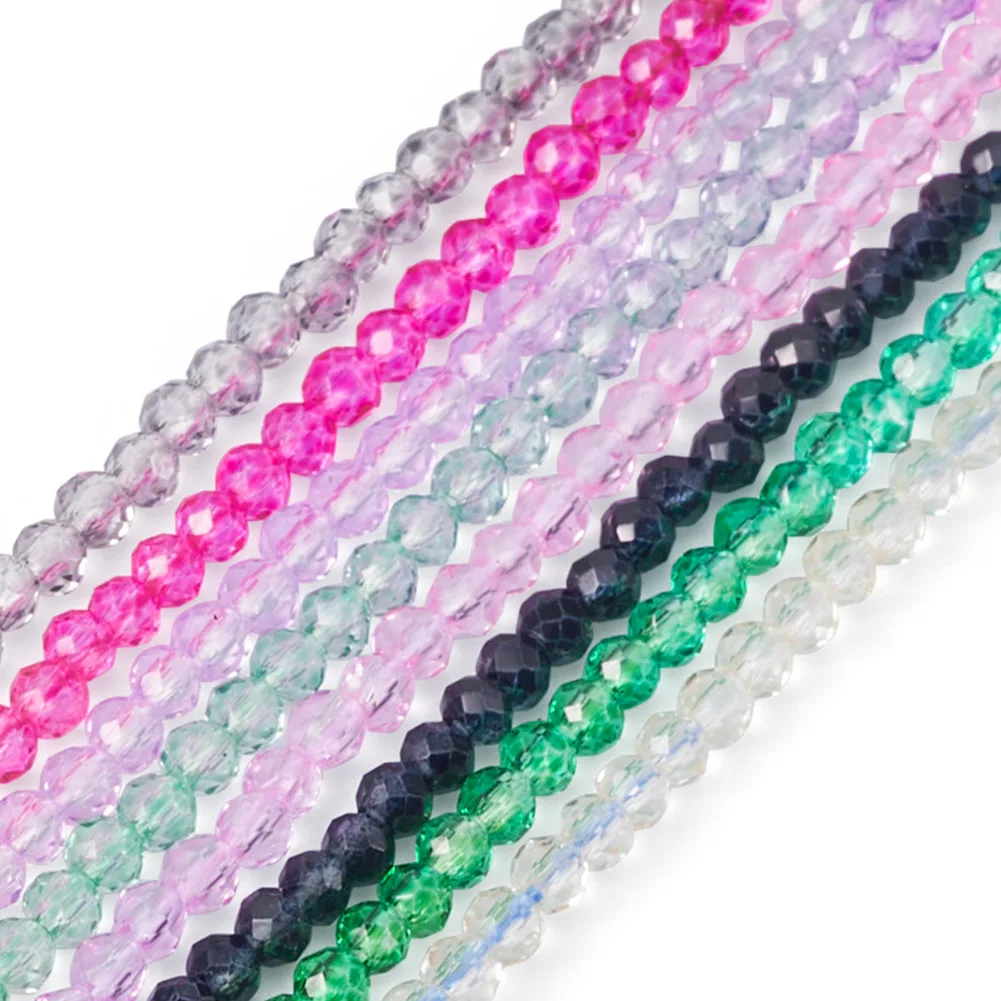 

Pandahall 8Strands 2MM Mixed Color Round Transparent Glass Beads Strands Spacer Loose Beads For Bracelet Earring Jewelry Making